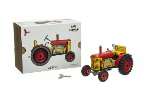 Kovap Traktor Zetor červená / plech - plastové disky / 1:25 / od 5 rokov