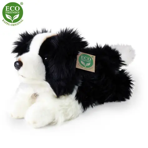 Rappa Plyšový pes Border kólia ležiaca 30 cm / ECO-FRIENDLY / od 0 mesiacov