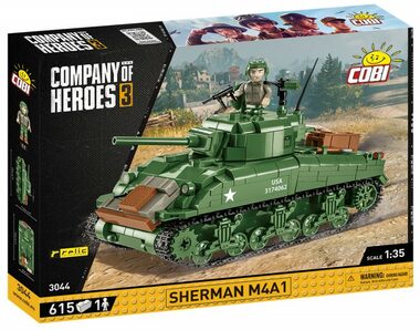 Cobi 3044 Americký stredný tank Sherman M4A1 / 1:35 / 615 kociek / 1 figúrka / od 9 rokov