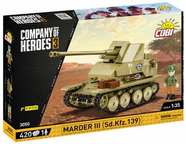 Cobi 3050 Nemecký stíhač tankov Sd.Kfz. 139 MARDER III / 1:35 / 420 kociek / 1 figúrka / od 8 rokov