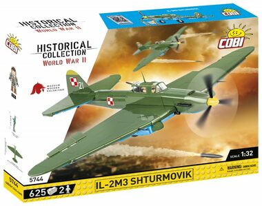Cobi 5744 Ruské bojové lietadlo Iľjušin IL-2M3 Shturmovik / 1:32 / 625 kociek / 2 figúrky / od 7 rokov