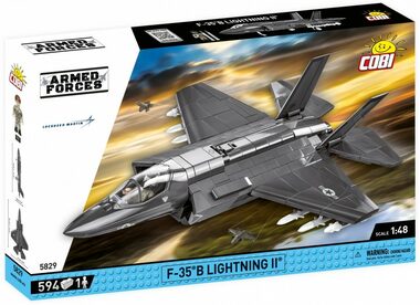 Cobi 5829 Americké bojové lietadlo Lockheed Martin F-35B Lightning II USAF / 1:48 / 594 kociek / 1 figúrka / od 8 rokov