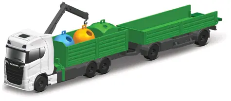 Maisto Mini pracovné stroje - Scania 770 s prívesom s kontajnermi bielo-zelená / od 8 rokov