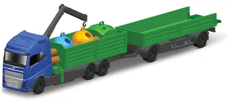 Maisto Mini pracovné stroje - Volvo FH16 s prívesom pre ťažbu dreva bielo-šedá / od 8 rokov
