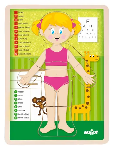 Woody Puzzle Ľudské telo - Holka CZ / od 3 rokov