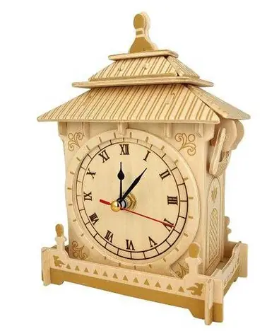 Woodcraft Drevené 3D puzzle hodiny / od 8 rokov / Obtiažnosť: stredná