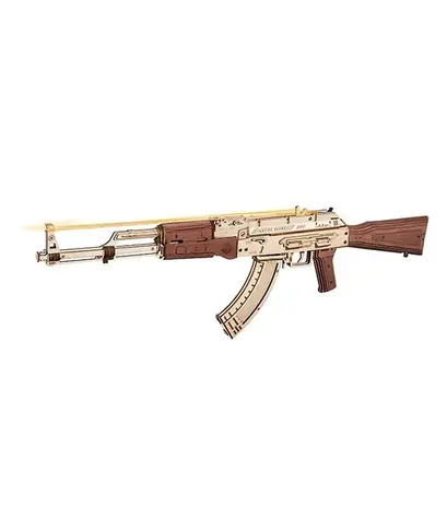 Robotime 3D drevené mechanické puzzle Útočná puška AK-47 / od 14 rokov / 315 dielikov / Obtiažnosť: stredná