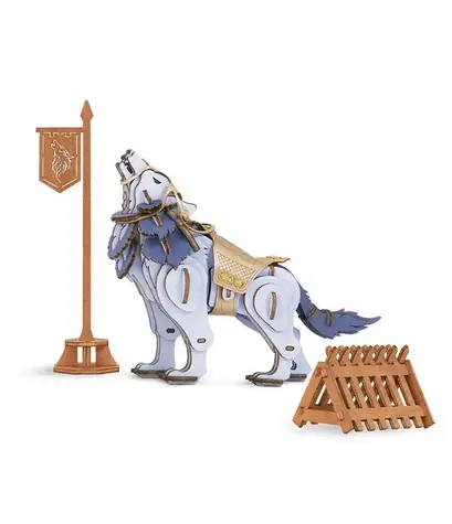 Robotime 3D drevené puzzle Vlk bojovník - Warrior Wolf / od 8 rokov / 92 dielikov / Obtiažnosť: jednoduchá