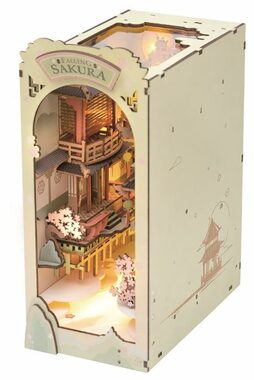 Robotime 3D drevené puzzle Zarážka na knihy "Falling Sakura" / od 14 rokov / 240 dielikov / Obtiažnosť: stredná