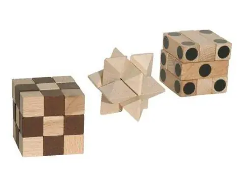Česká drevená hračka Drevené hlavolamy Trio IQ / od 3 rokov