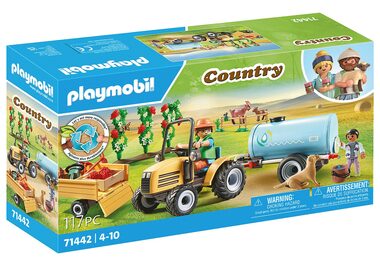 Playmobil® Country 71142 Traktor s prívesom a nádržou na vodu / Počet dielikov: 117 / od 4 rokov