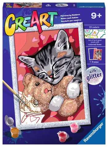 Ravensburger CreArt Mačiatko s medvedíkom (s trblietkami) / od 9 rokov