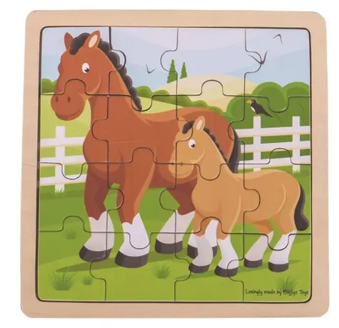 Bigjigs Toys puzzle - Kôň s žriebätkom / od 2 rokov