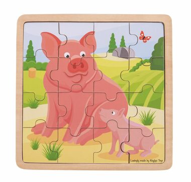 Bigjigs Toys puzzle - Prasiatko so prasiatkom / od 2 rokov