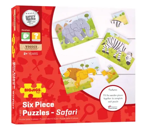 Bigjigs Toys Puzzle 3v1 safari zvieratká / od 2 rokov