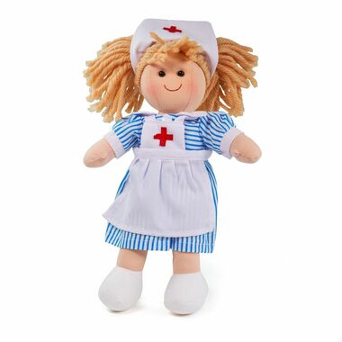 Bigjigs Toys Látková bábika zdravotná sestrička Nancy 28 cm / od 0 rokov