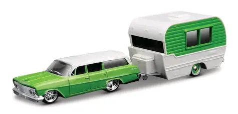 Maisto Design Tow & Go 1962 Chevrolet Biscayne Wagon Classic Craft zelená / mierka 1:64 / od 8 rokov 
