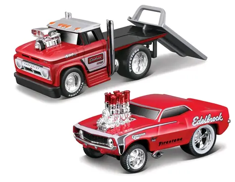 Maisto Muscle Transports - 1966 Chevrolet C60 Flatbed 1969 Chevrolet Camaro SS červená / 1:64 / od 8 rokov 