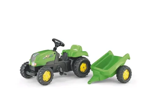 Rollytoys Šliapací traktor Rolly Kid s vlečkou - zelená / od 3 rokov 