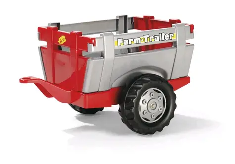 Rollytoys Vlečka za traktor 1osá "Farm Trailer" - striebročervená / od 3 rokov 