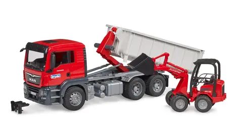 Bruder 03767 MAN TGS nákl. auto s kontajnerom a nakladačom / od 3 rokov 
