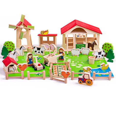 Bigjigs Toys Veľká drevená farma / od 3 rokov