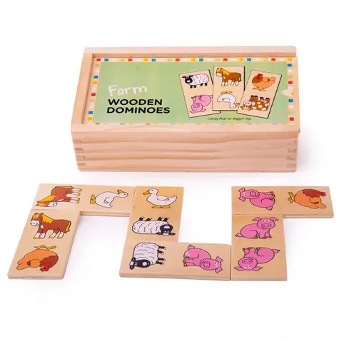 Bigjigs Toys Drevené domino farma / od 1 roka