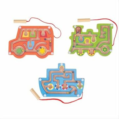 Bigjigs Toys drevený magnetický labyrint 1ks oranžová / od 3 rokov