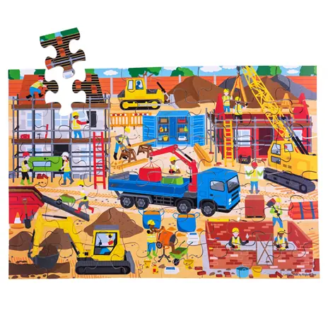 Bigjigs Toys Podlahové puzzle Stavenisko / 48 dielikov / od 3 rokov