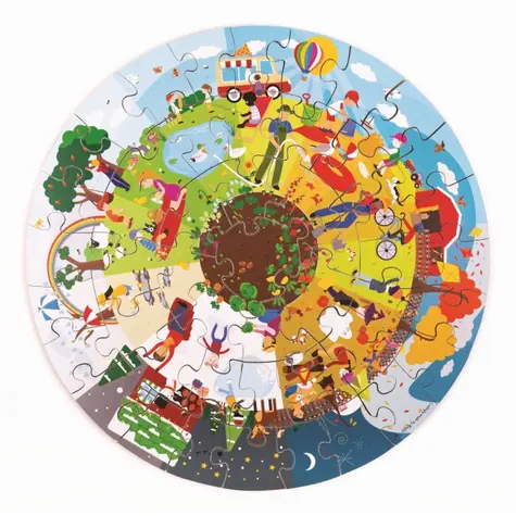 Bigjigs Toys Okrúhle podlahové puzzle Štyri ročné obdobia 50 dielikov / od 2 rokov
