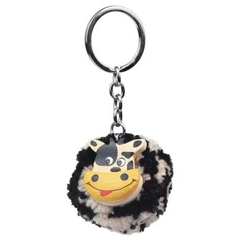 2Kids Toys Drevená kľúčenka pompon Krava / od 3 rokov