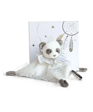 Doudou Darčeková sada - Plyšový muchláčik panda 20 cm / od 0 rokov