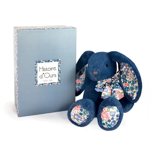 Doudou Histoire d´Ours Plyšový kamarát modrý zajačik 25 cm / od 0 rokov