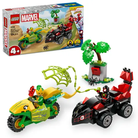 LEGO® MARVEL 11198 Spin, Electro a naháňačka s dinosaurím vozidlom / Počet dielikov: 124 / od 4 rokov