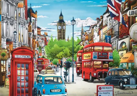 Trefl - Puzzle - Londýnska ulica / 1000 dielikov / 68.3 x 48 cm / vek 12+