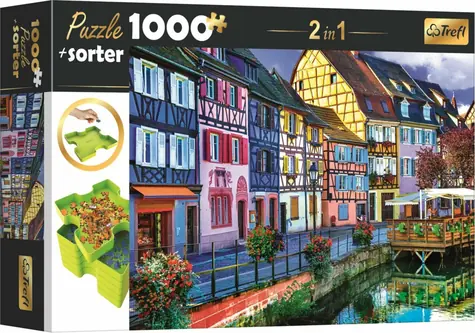 Trefl - Puzzle - 2v1 Colmar, Francúzsko s triedičom / 1000 dielikov / 68.3 x 48 cm / vek 12+
