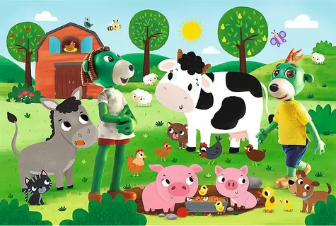 Trefl - Puzzle - Treflíci na farme MAXI / 24 dielikov / 60 x 40 cm / vek 3+