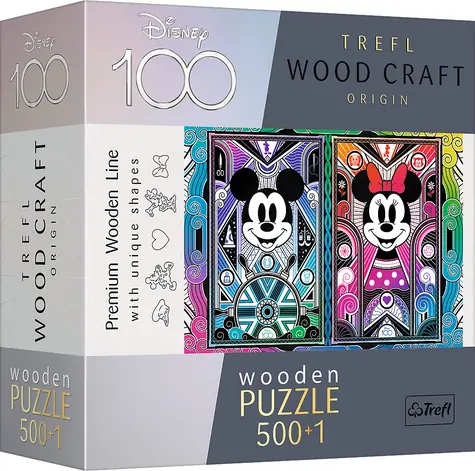 Trefl Wood Craft Origin - Puzzle - Mickey Mouse a Minnie / 501 dielikov / 37.5 x 25.4 cm / vek 14+