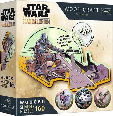 Trefl Wood Craft Origin - Puzzle - The Mandalorian: Stretnutie / 160 dielikov / 24.4 x 21.3 cm / vek 9+
