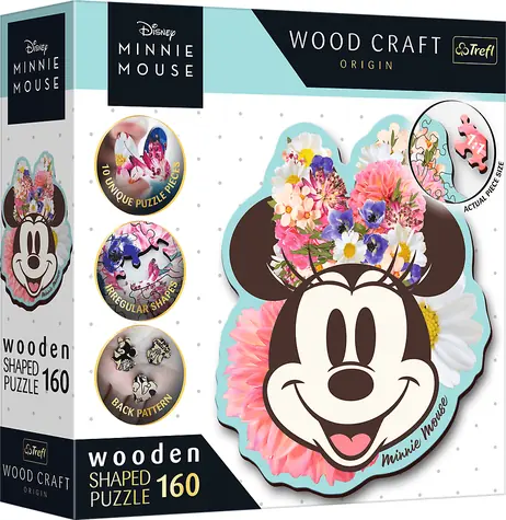 Trefl Wood Craft Origin - Puzzle - Štýlová Minnie / 160 dielikov / 24.4 x 21.3 cm / vek 9+
