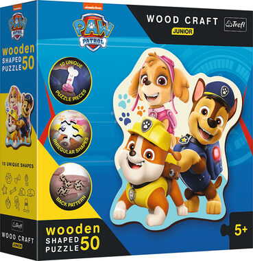 Trefl Wood Craft Junior - Puzzle - Tlapková patrola / 50 dielikov / 28.3 x 51.9 cm / vek 3+