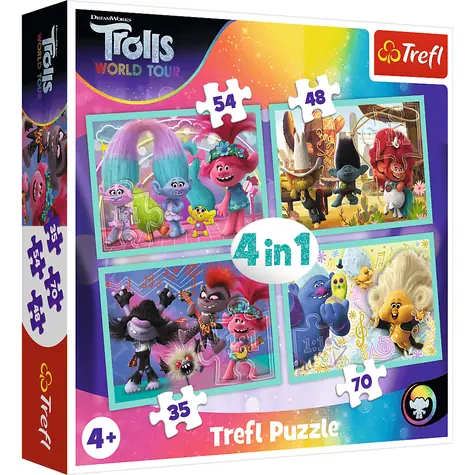 Trefl - Puzzle - Trollovia 2: Svetové turné 4v1 / 35|48|54|70 / 28.5 x 20x5 cm / vek 4+