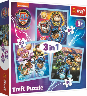 Trefl - Puzzle - Tlapková patrola: Mocní hrdinovia 3v1 / 20|26|50 dielikov / 20 x 19.5 cm / vek 3+