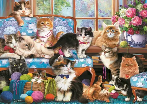 Trefl - Puzzle - Mačacia rodinka / 500 dielikov / 48 x 34 cm / vek 10+