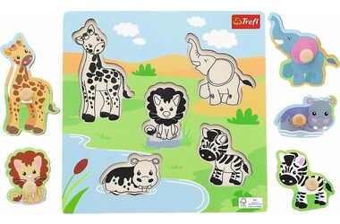 Trefl - Vkladačka - Drevená vkladačka Safari / 18 mesiacov+