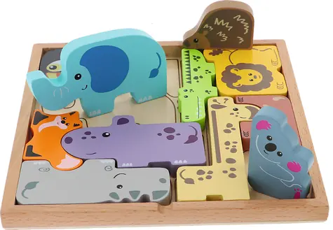 Trefl - Skladačka - Drevená skladačka Hlavolam ZOO Crew / 18 mesiacov+