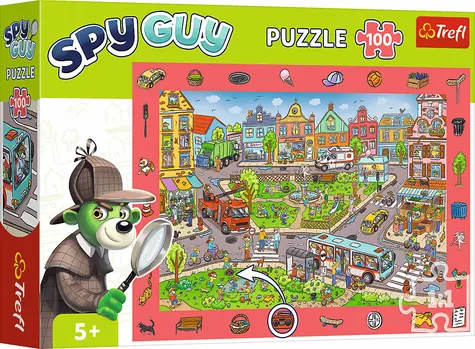 Trefl - Puzzle - Puzzle s hľadaním obrázkov Spy Guy: Mesti / 100 dielikov / 48 x 34 cm / vek 5+