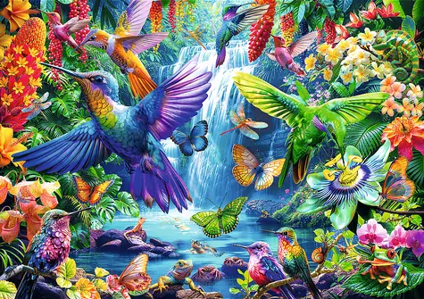 Trefl - Puzzle - Tropickí kolibríci / 1000 dielikov / 68.3 x 48 cm / vek 12+