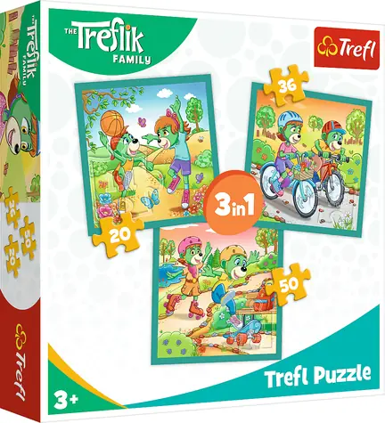 Trefl - Puzzle - Treflíci: Zoznámte sa s Treflíkmi 3v1 / 20|36|50 dielikov / 20 x 19.5 cm / vek 3+