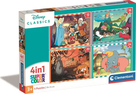 Clementoni PUZZLE Disney klasika 4v1 / 12+16+20+24 dielikov) / od 5 rokov